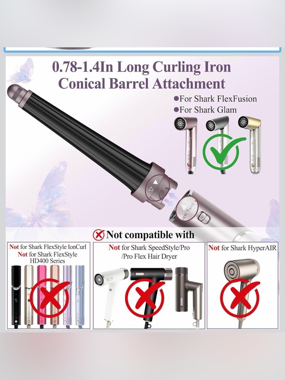 Long Conical Barrel Attachment for Shark FlexFusion for Shark Glam
Auto-Wrap Cur